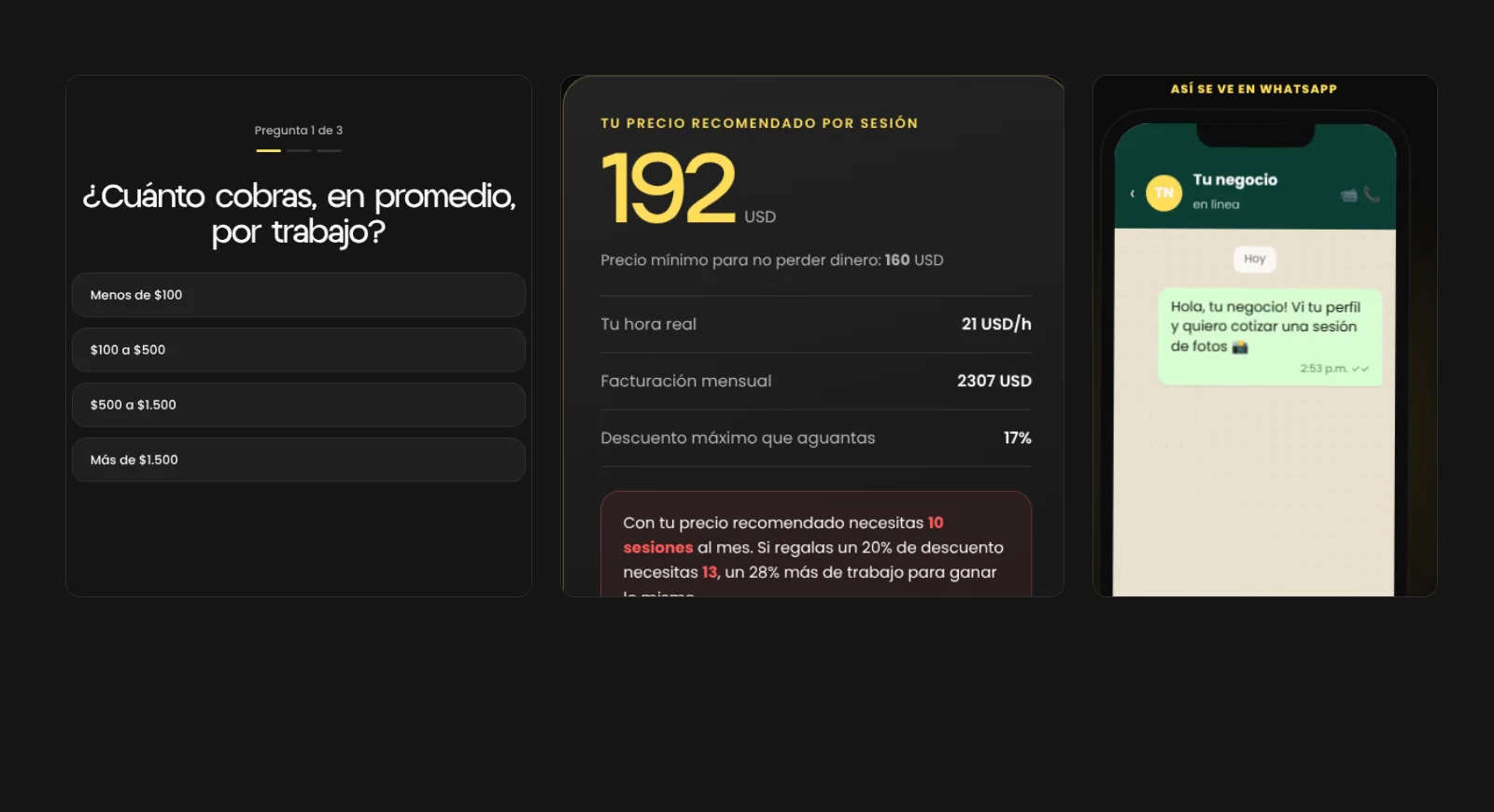 Tres herramientas de MarkeTools: el wireframe, la calculadora de precio y el generador de links de WhatsApp